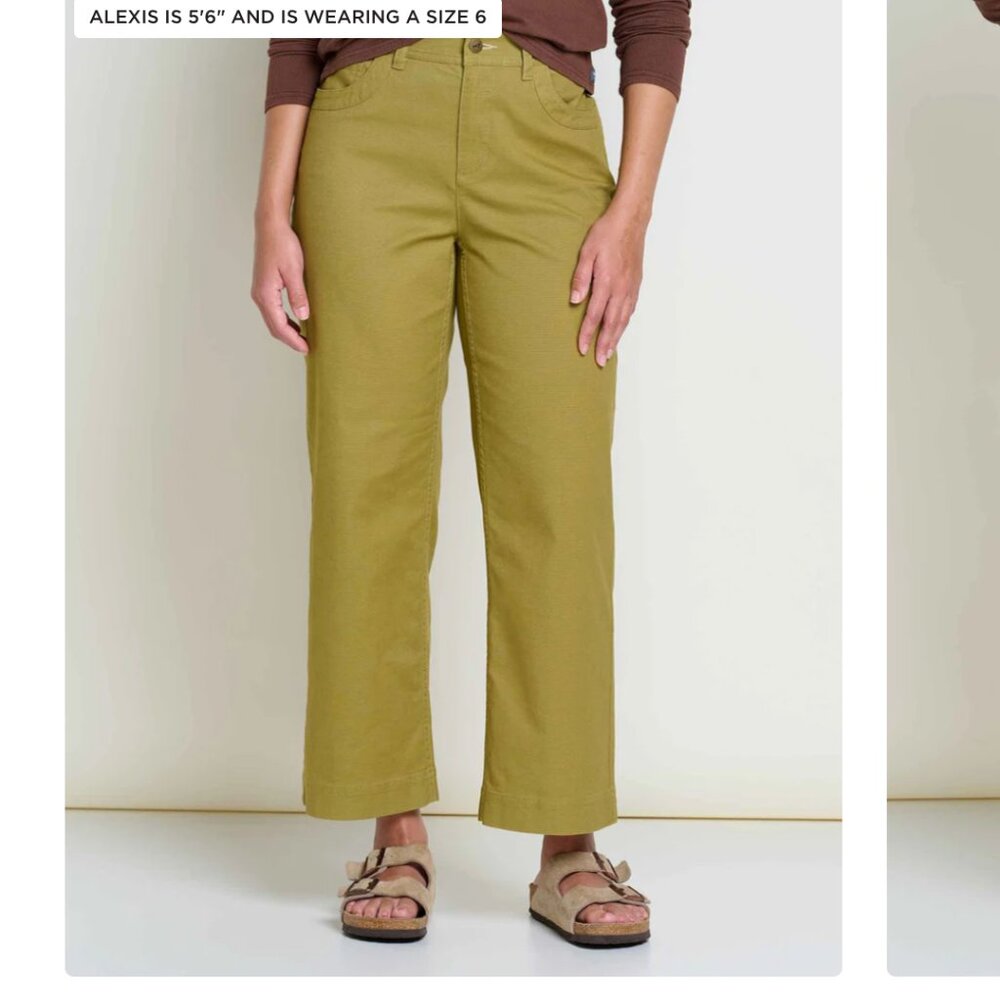 Women's Toad & Co Earthworks Wide Leg Pant - Size 6 - green moss